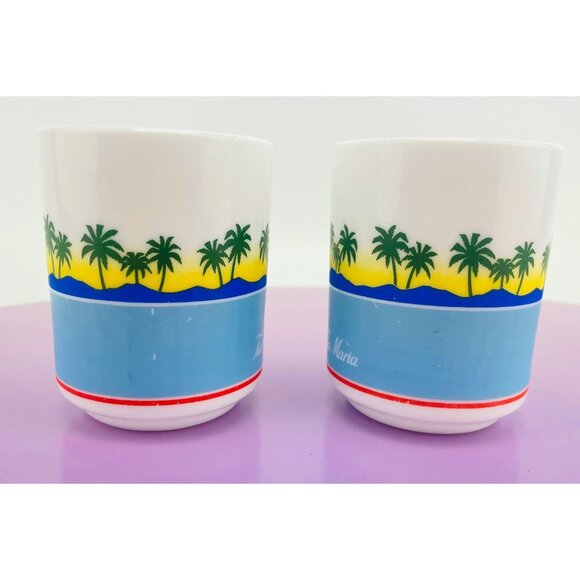 Vintage Arcopal cups, tropical Tia Maria mugs, French milk glass, as a pair - Picture 4 of 10